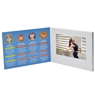 Tarjeta de video con reproductor digital LCD grabable para cumpleaños, folleto de video, libro de video con pantalla táctil