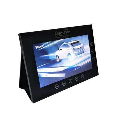 reproductor de vídeo LCD alimentado por batería, pantalla de altavoz de estante de vídeo de 7 pulgadas con función de bucle de reproducción de vídeo