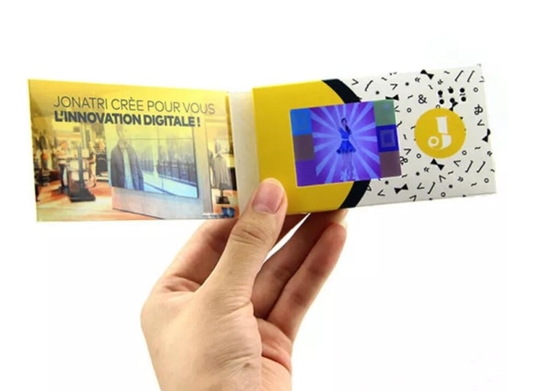 Reproductor de video promocional de 7 pulgadas, video mailer LCD con impresión personalizada para marketing de video de nuevos productos