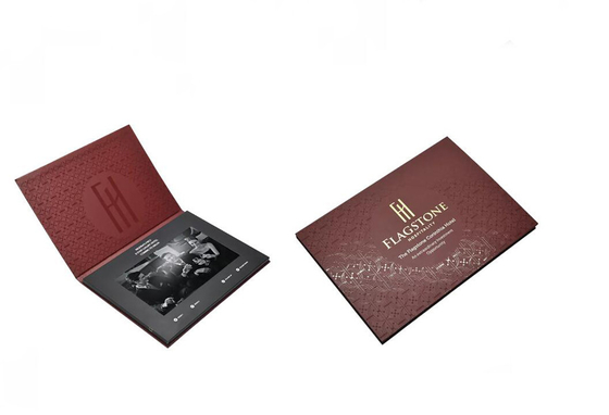 Kit de folleto de video personalizado de 7 pulgadas, tarjeta de invitación de boda con video LCD