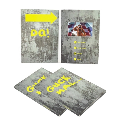 Diseño innovador de paquetes de video LCD de 5 pulgadas, folleto con interruptor magnético y pantalla de video LCD