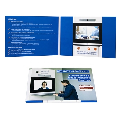 Promoción de folleto de video LCD de 10 pulgadas, reproductor de video de correo directo con impresión personalizada para publicidad