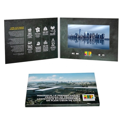 Libro de video personalizado de alta resolución de 7 pulgadas, folleto de video, tarjeta de folleto de video con pantalla LCD