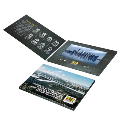 Folleto de vídeo LCD impreso a medida, tarjeta de invitación con mensaje de vídeo