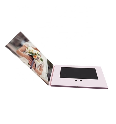 video folleto de diseño personalizado para la boda, 7 pulgadas de vídeo de la boda de LCD folleto de invitación tarjeta