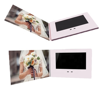 video folleto de diseño personalizado para la boda, 7 pulgadas de vídeo de la boda de LCD folleto de invitación tarjeta