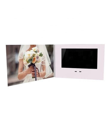 video folleto de diseño personalizado para la boda, 7 pulgadas de vídeo de la boda de LCD folleto de invitación tarjeta