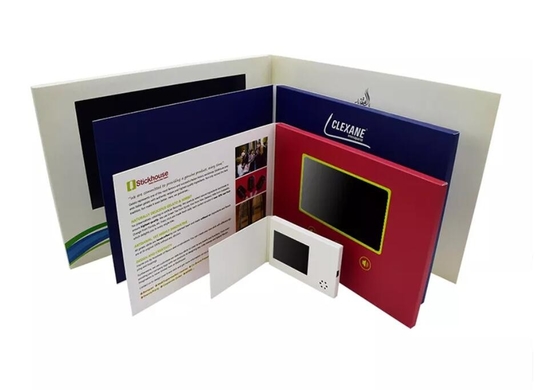 Tarjeta de video con reproductor digital LCD grabable para cumpleaños, folleto de video, libro de video con pantalla táctil