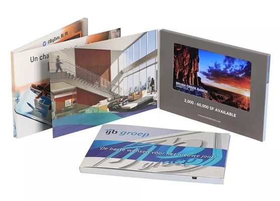 Display de vídeo impreso personalizado de 7 pulgadas LCD video folleto para publicidad de video marketing