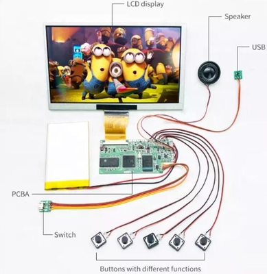 Módulo de pantalla LCD de monitor de publicidad personalizado de 7 pulgadas con sensor de movimiento/ranura SD/entrada de CC