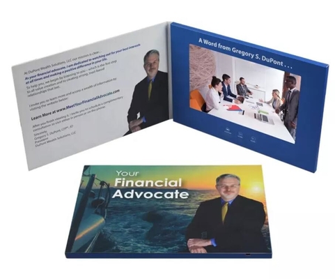 Folleto de video LCD digital de 5 pulgadas con tapa blanda A5 personalizado IPS para publicidad financiera