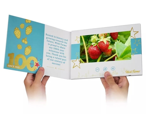 Folleto de video LCD digital de 5 pulgadas con tapa blanda A5 personalizado IPS para publicidad financiera