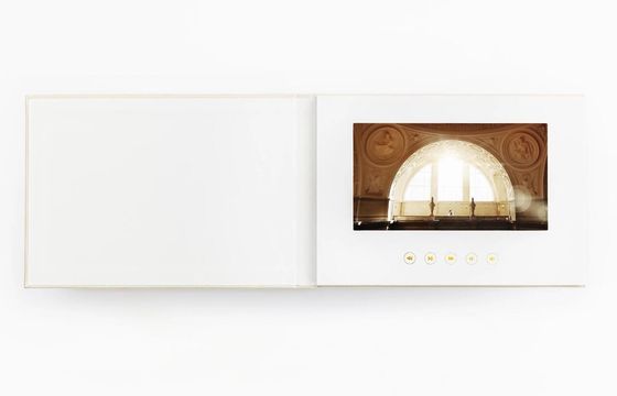 OUR WEDDING Video Book, Linen Cover with 7 Inch Screen, Plays Videos and Photos, 4GB Memory, Rechargeable, Wedding Gift for Couples