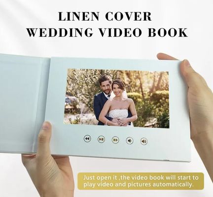 Our Wedding Video Book with Sound, 7 Inch Open-to-Play Keepsake, 4GB Memory, Simple Offline Playback, No Wi-Fi or App Required, Golden Linen Cover