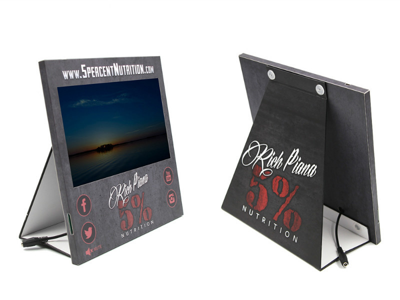 Expositor de estantería de diseño personalizado con pantalla LCD, expositor de vídeo POP con pantalla LCD