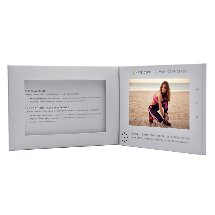 Personalizado 7 pulgadas de pantalla LCD HD Video folleto de invitación Tarjeta de regalo para invitar a sus invitados